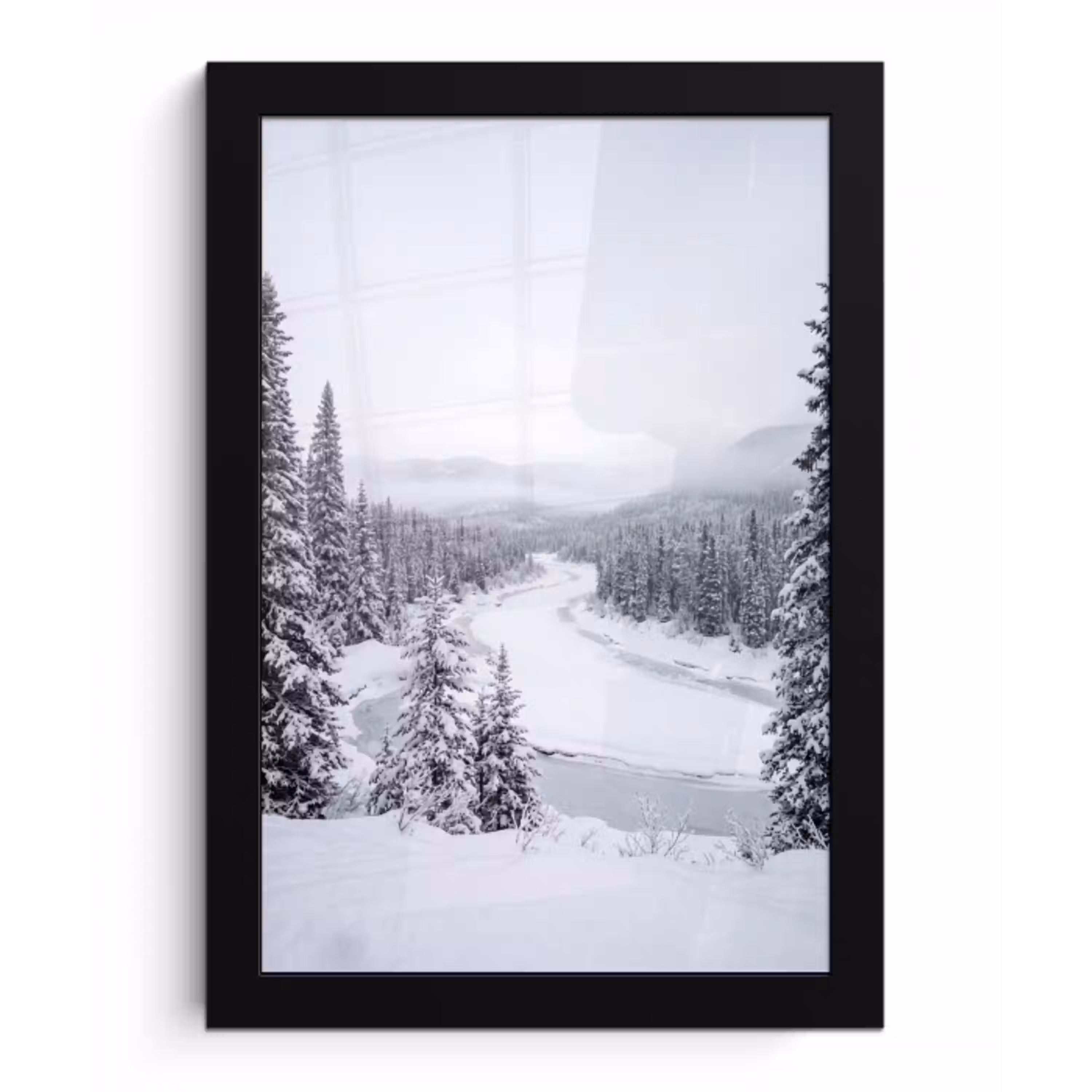 Rivier - Bevroren - Landschap - Winter fotolijst zwart zonder passe partout klein -3d