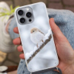 Vogeltje - Sneeuw - Tak - Winter - Zacht Hoesje iPhone 16 Pro Max met koord klein -sfeer3