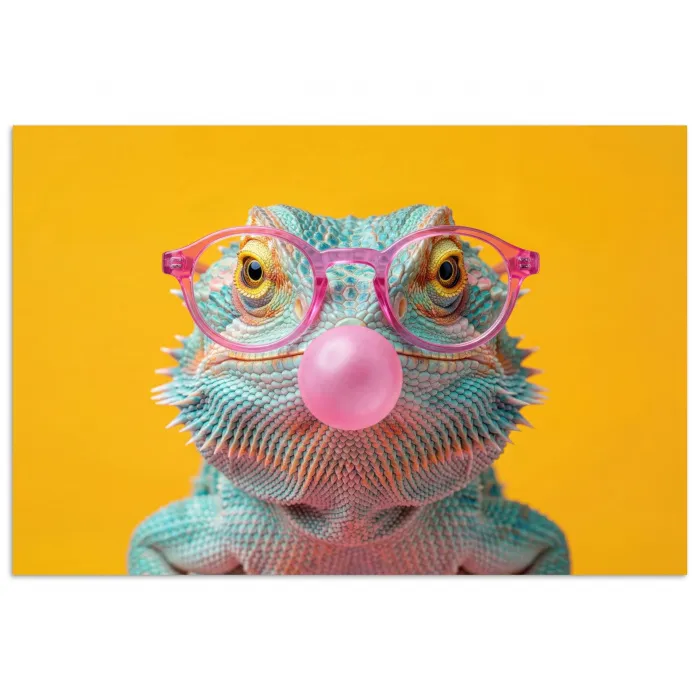 Kameleon - Kauwgom - Kleurrijk poster papier klein -3d