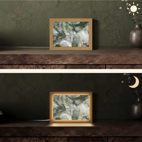 Luxe - Marmer - Groen Light Box met kabel (Tafellamp) klein -sfeer3