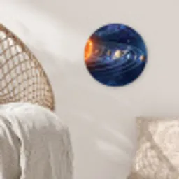 Ruimte - Zonnestelsel - Blauw Wandcirkel kunststof plaat 5mm dik klein -sfeer5