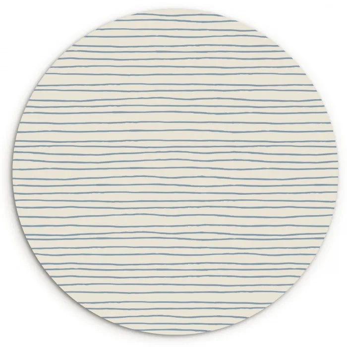 Blauw - Strepen - Beige Wandcirkel plexiglas klein 852 -3d