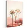 Palmbomen - Heuvels - Minimalistisch - Zachtroze Tuinposter op houten frame 2 cm dik klein -3d