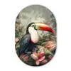 Toekan - Vogels - Bloemen - Planten - Tropisch Wandcirkel Ovaal Forex klein -3d