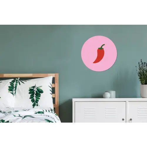Peper - Rood - Illustratie Wandcirkel aluminium klein -slaapkamer