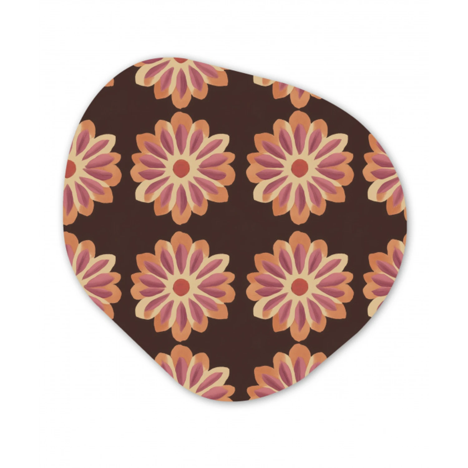 Bloemen - Patroon - Bruin Wandcirkel Organisch Forex 3mm klein 629 -3d