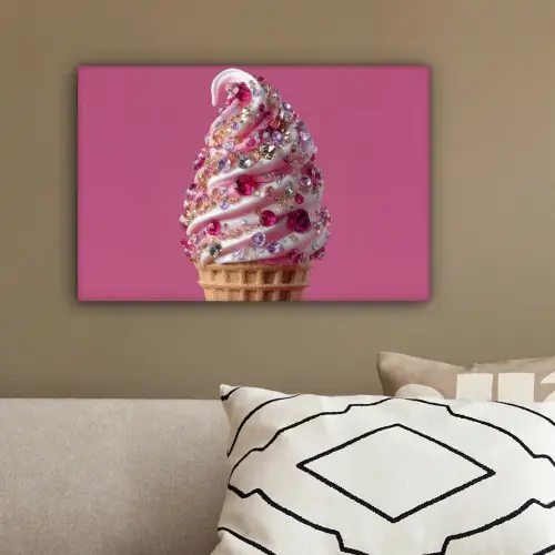 Softijs - Edelstenen - Roze - Hoorntje canvas 2cm klein -sfeer3