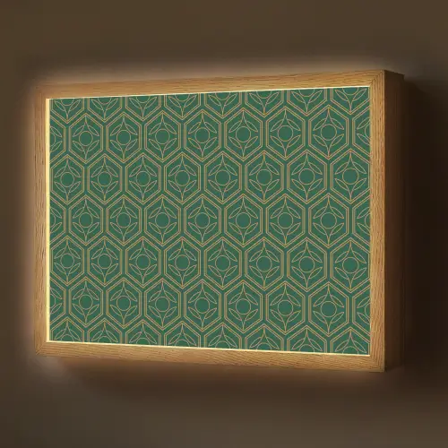 Geometrisch - Patroon - Groen Light Box met batterij (Wandlamp) middel 907 -z3d_website