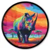 Neushoorn - Zonsondergang - Savanna - Kleurrijk Fotolijst rond zonder passe partout klein -3d