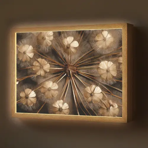Droogbloemen - Bruin - Natuur Light Box met batterij (Wandlamp) middel -z3d_website