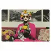 Vrouw - Kat - Bloemen - Kopje - Retro Placemat vinyl groot -zzsfeer1_Kitchenyeah-website