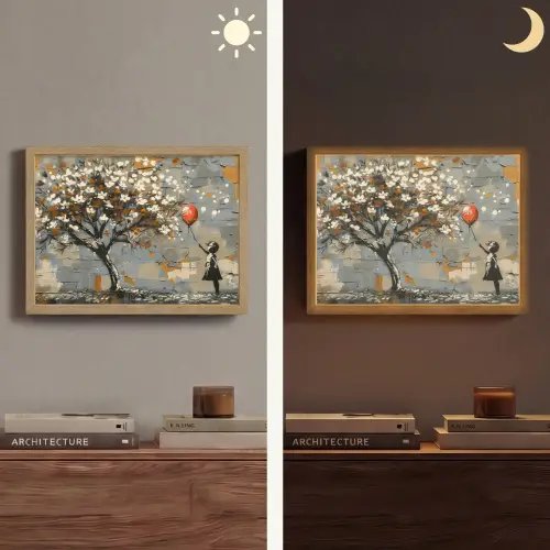 Boom - Graffiti - Banksy Style - Balloon Girl Light Box met batterij (Wandlamp) middel -sfeer3