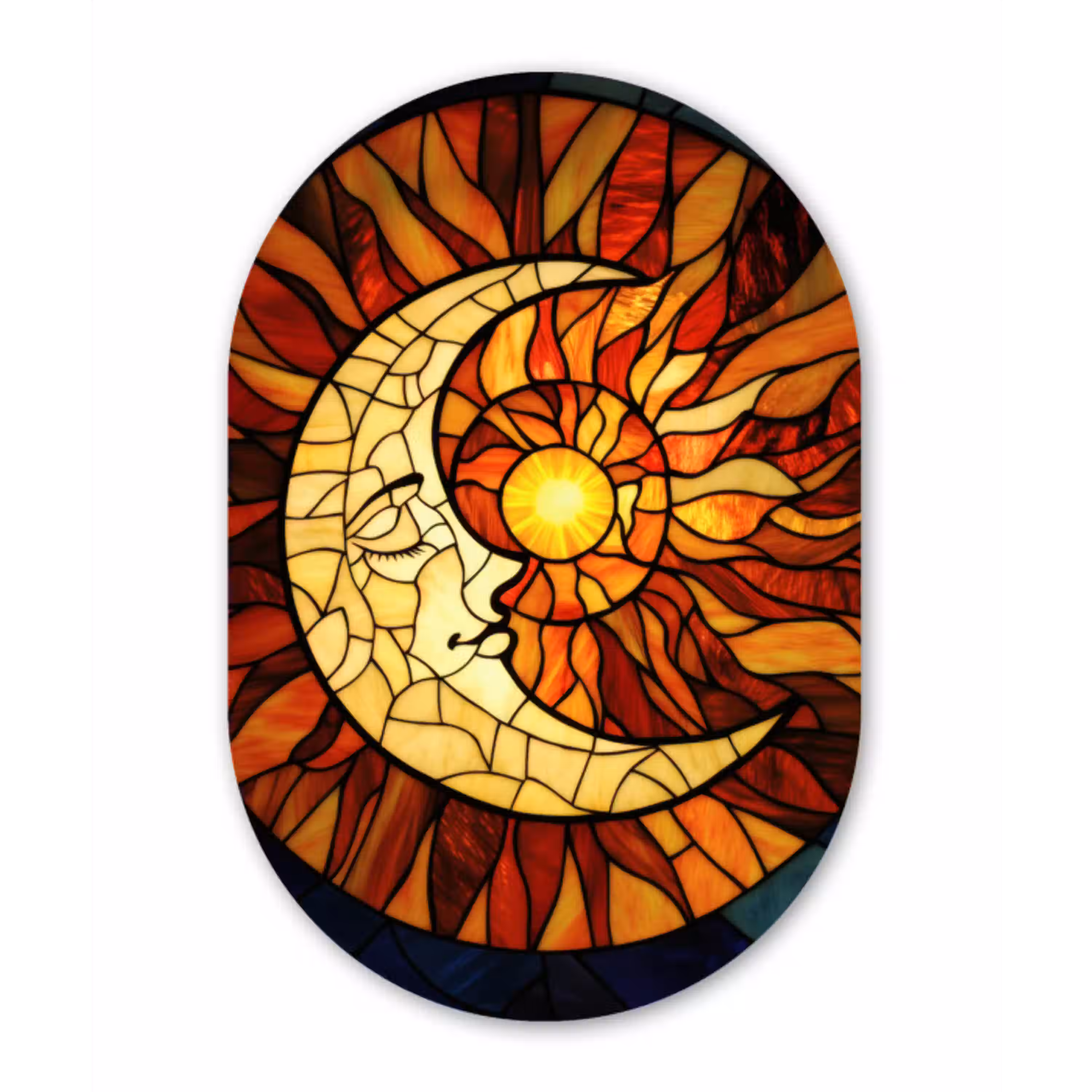 Mozaïek - Glas - Maan - Donkerblauw Wandcirkel Ovaal Forex klein -3d