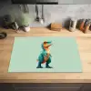 Cartoon - Dino - Oranje - Stekels Inductie beschermer vinyl 3mm klein -sfeer5