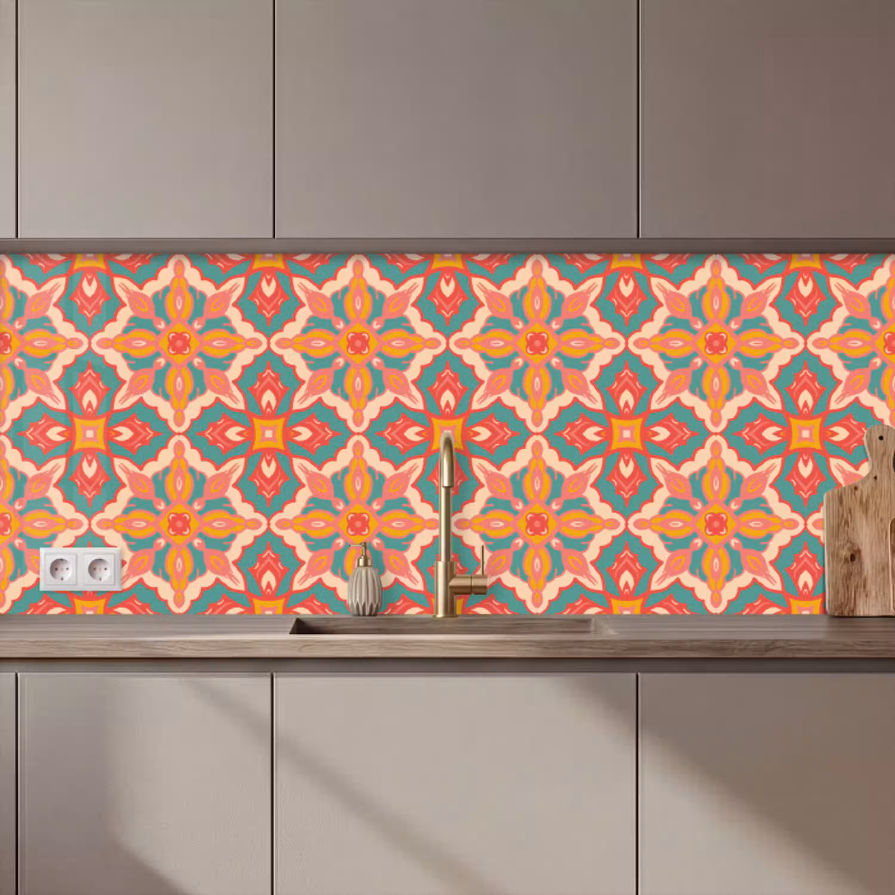 Patroon - Hippie - Oranje keuken achterwand 2 middel 871 zz_3dshopping
