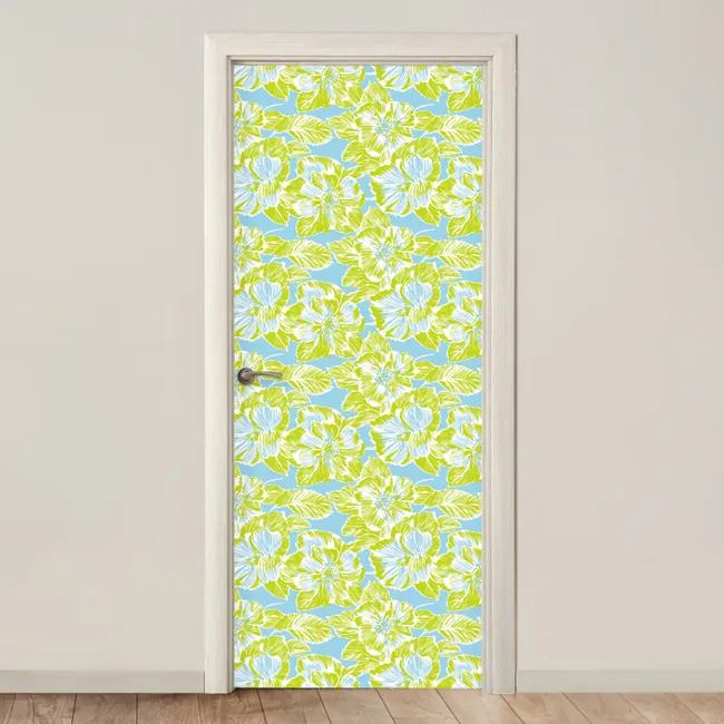 Deursticker met naam - Modern - Bloemen - Groen