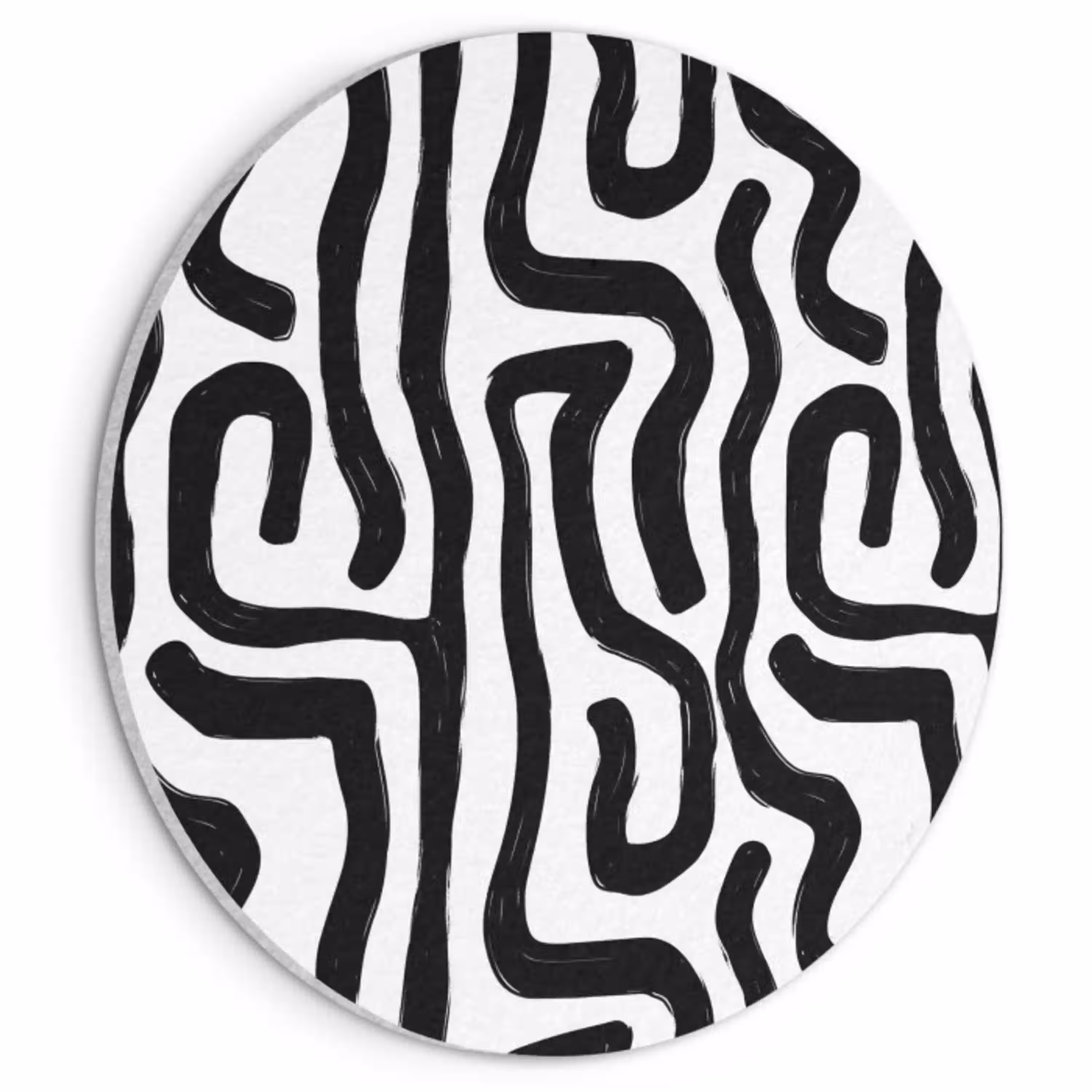 Modern - Lijnen - Zwart Akoestische PET Vilt - Rond klein 838 -3d