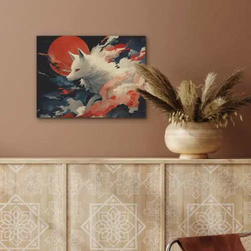 Witte vos - wolken - maan PET vilt klein -sfeer4