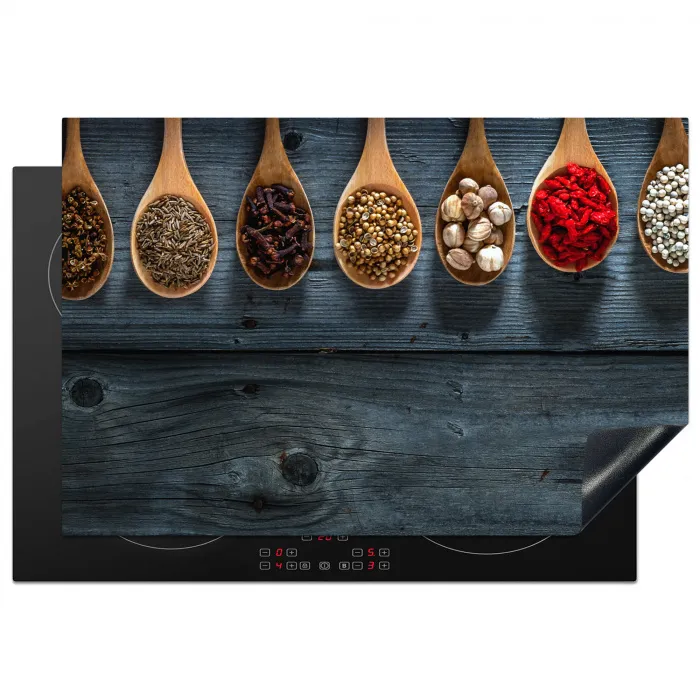 Kruiden - Lepels - Hout - Keuken - Specerijen - Industrieel Inductie beschermer vinyl 3mm klein -3d