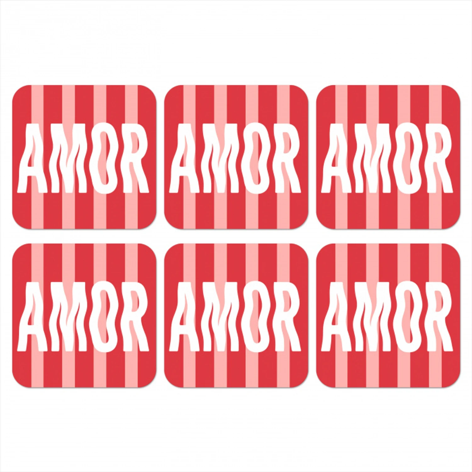 Amor - Strepen - Rood - Roze onderzetter kurk middel -3d