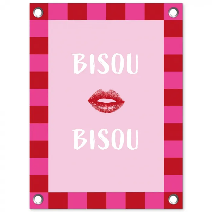 Kiss - Roze - Frans - Valentijn tuinposter los doek klein -3d