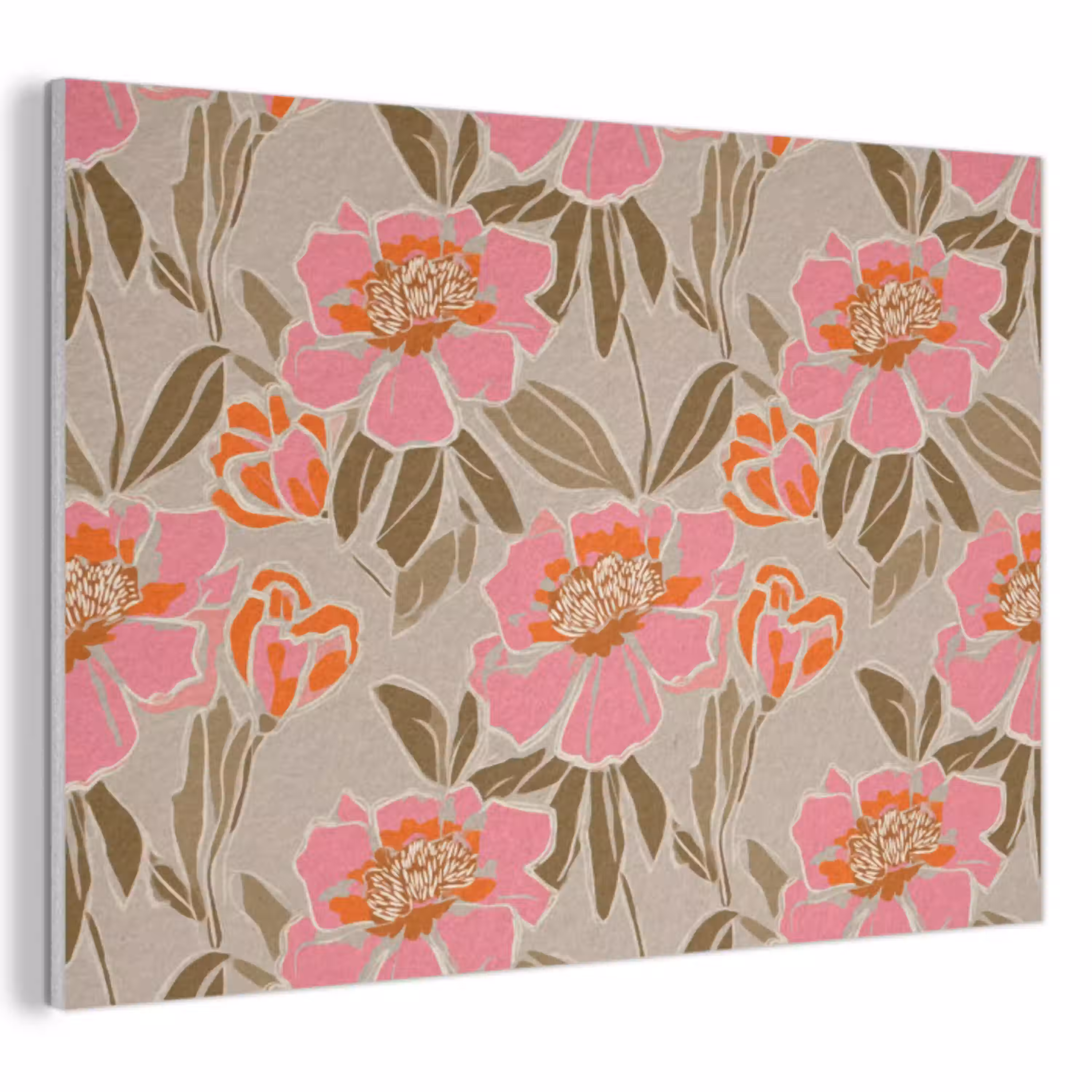 Pioenrozen - Patroon - Roze PET vilt klein 837 -3d