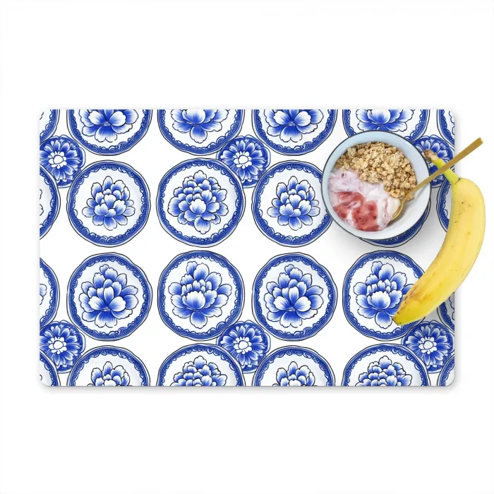 Cirkels - Bloemen - Blauw Placemat vinyl groot 368 -zzzproduct_Kitchenyeah-website