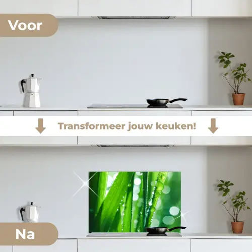 Natuur - Gras - Groen keuken achterwand spatscherm klein -voor_na_NL