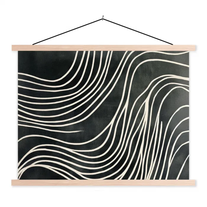 Lijnen - Patroon - Abstract - Wit textielposter latten blank klein -3d