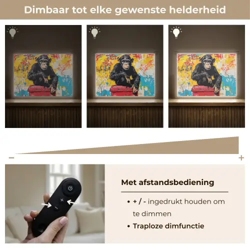 Graffiti - Aap - Street art - Dieren Light Box met batterij (Wandlamp) middel -USP_dimbaarNL