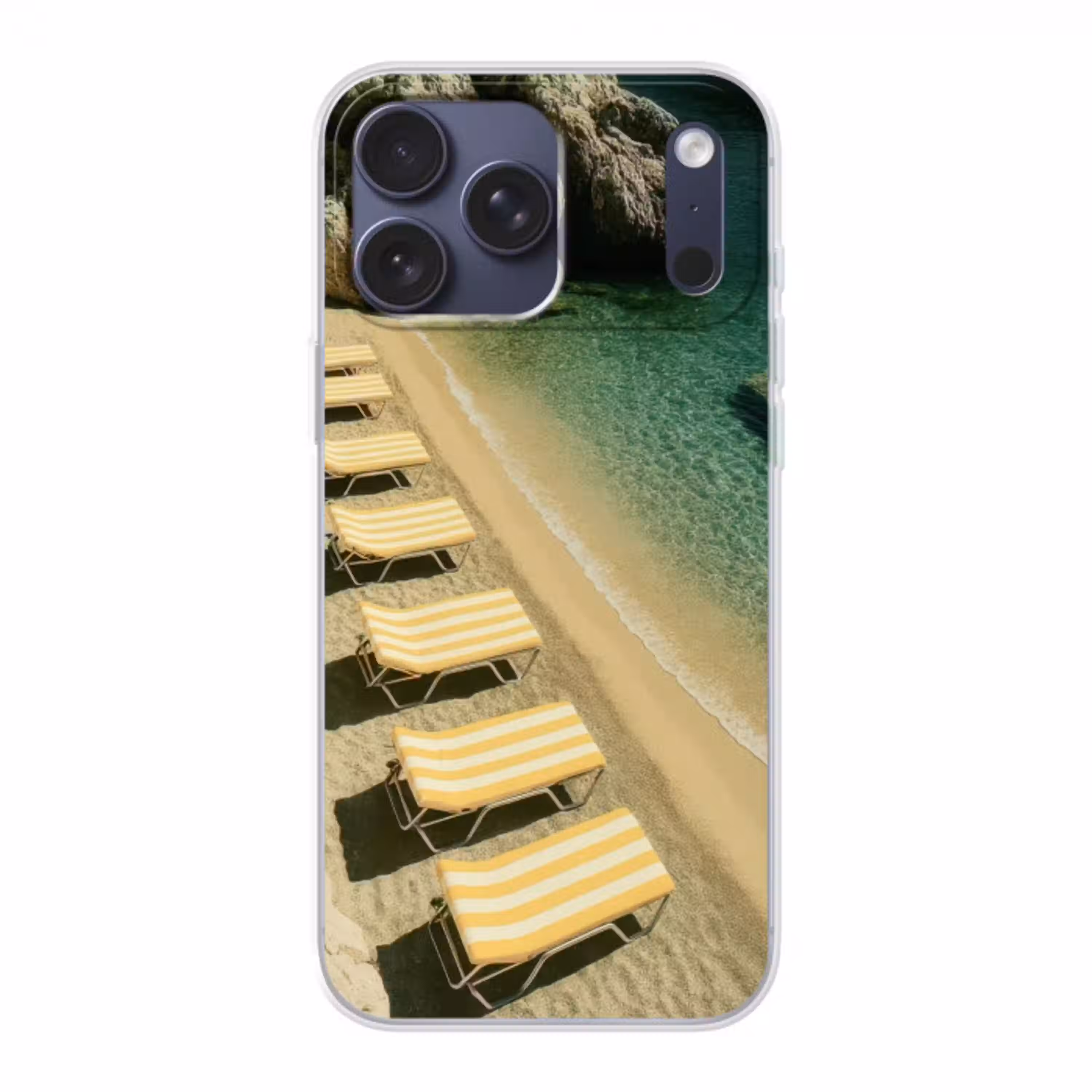 Strandbedden - Zee - Stenen - Baai Telefoonhoesje iPhone 17 Pro Max klein -3d