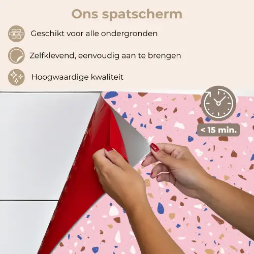 Terrazzo -  Patroon - Kleurrijk - Roze keuken achterwand spatscherm klein 900 -spatscherm_NL