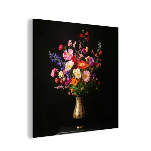 Kleurrijk - Boeket - Vaas - Goud aluminium wit klein -3d