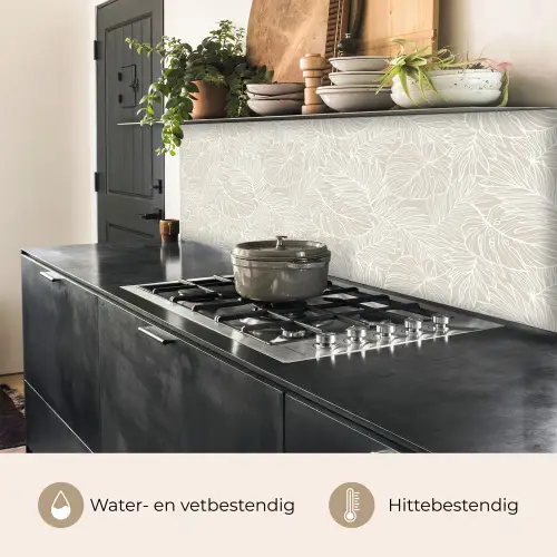 Bladeren - Beige - Monstera - Palm keuken achterwand 2 middel -usp_NL