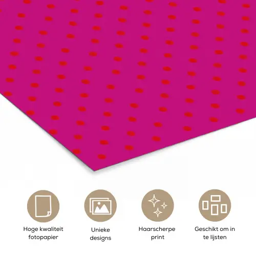 Smile - Stippen - Geel - Smiley - Roze poster papier klein -closeup_NL