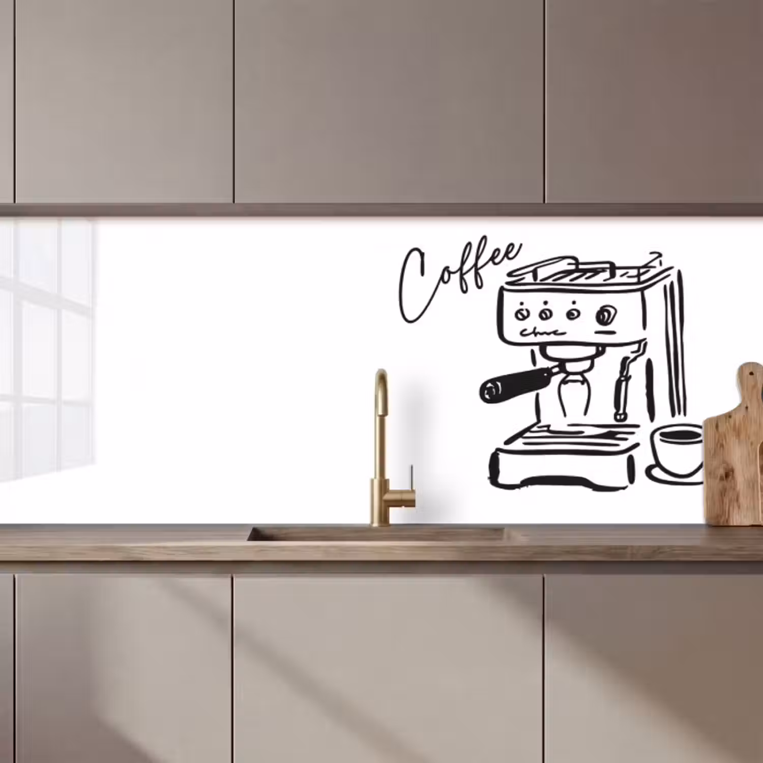 Küchenrückwand - Espressomaschine - Schwarz - Weiß