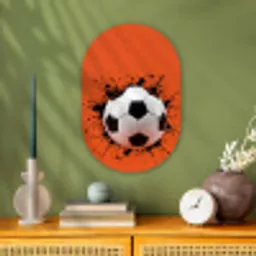 Voetbal - Verf - Sport - Oranje Wandcirkel Ovaal Forex klein -sfeer2