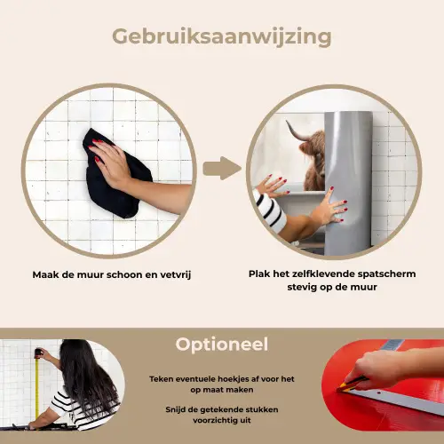 Schotse hooglander - Bad - Badkamer - Badkuip - Bruin - Horens keuken achterwand spatscherm klein -gebruiksaanwijzing_NL
