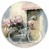 Fiets - Pastelkleuren - Bloemen KitchenYeah - Keuken - Wandcirkel Forex klein -3d