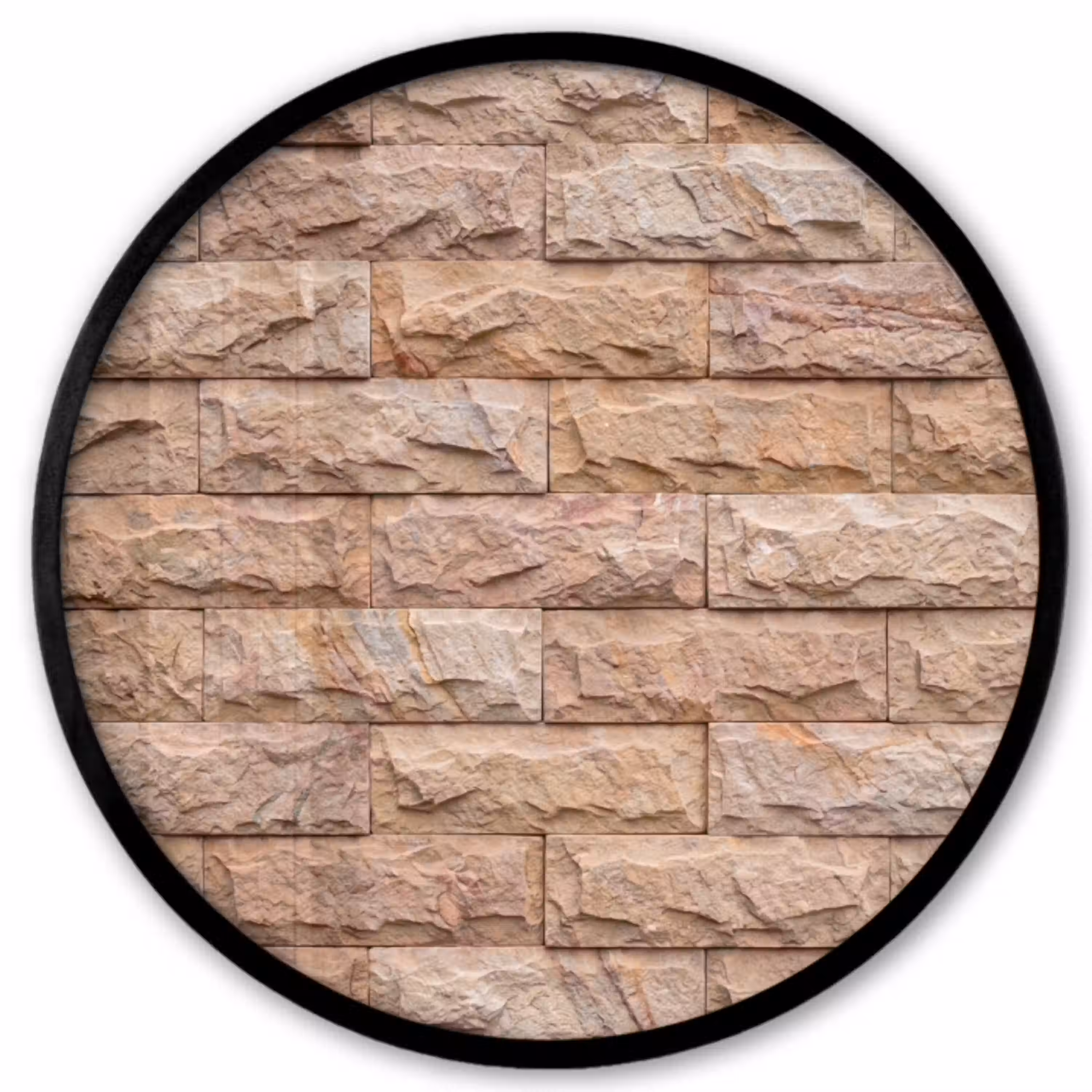 Muur - Steen - Ruw - Textuur - Beige Fotolijst rond zonder passe partout klein -3d