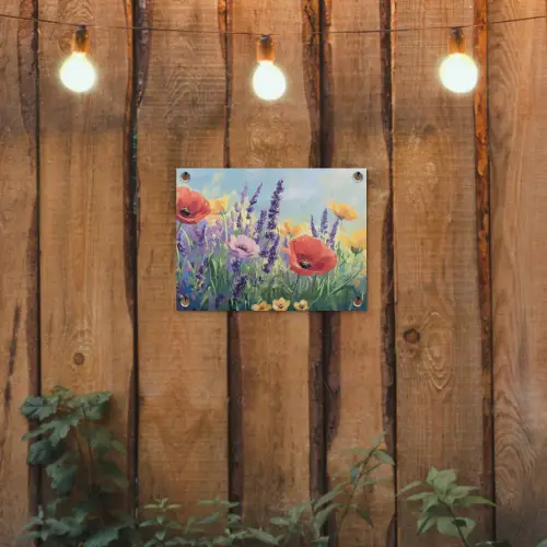 Weide - Bloemen - Kleurrijk tuinposter los doek klein -sfeer1