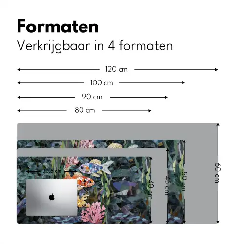 Vissen - Koraal - Zee - Mozaïek Muismat XXL klein -sfeer5