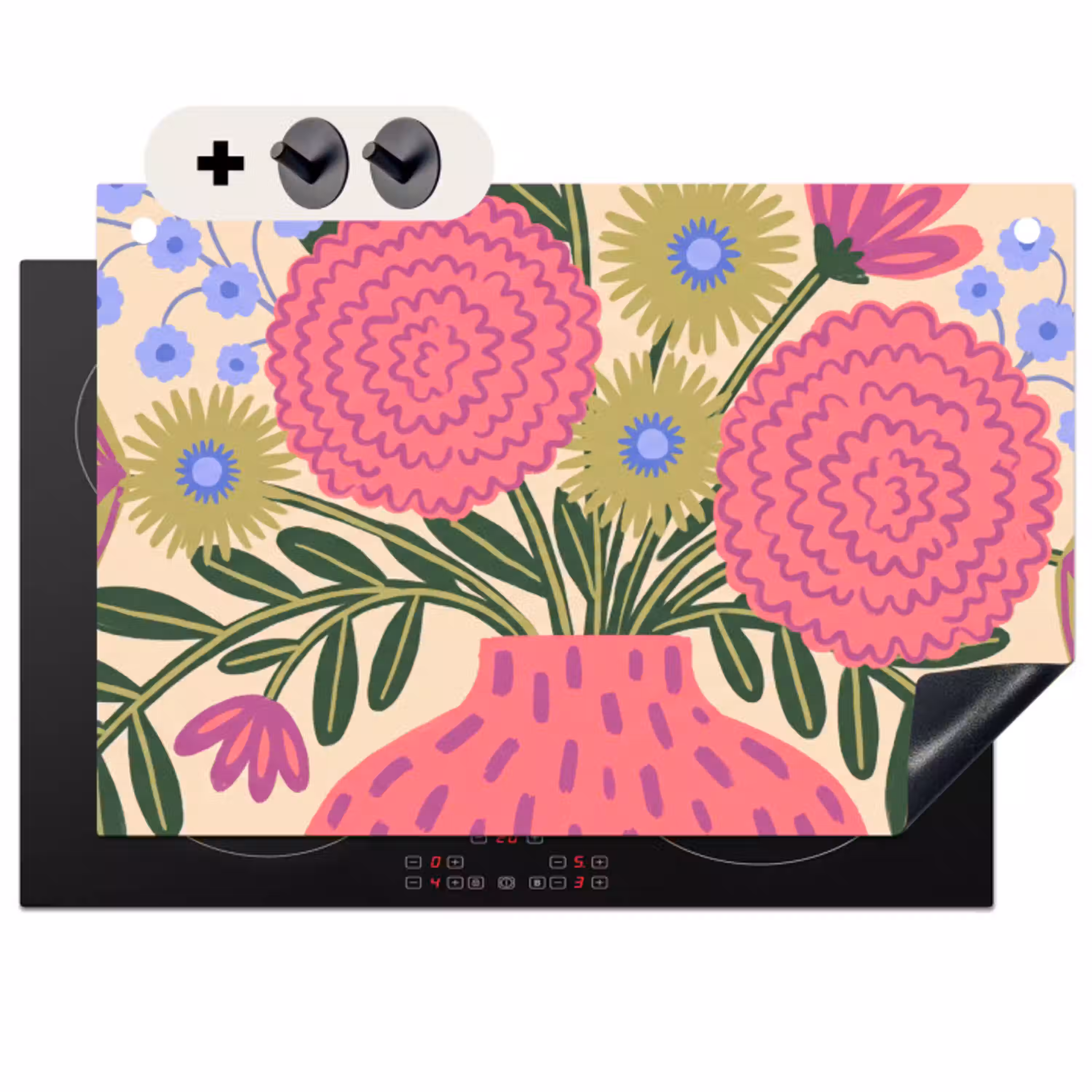 Bloemen - Boeket - Natuur - Abstract - Roze Inductie beschemer met haakjes klein -3d