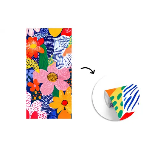 Kleurrijk - Bloemen - Abstract - Stippen fotobehang vinyl groot -3d