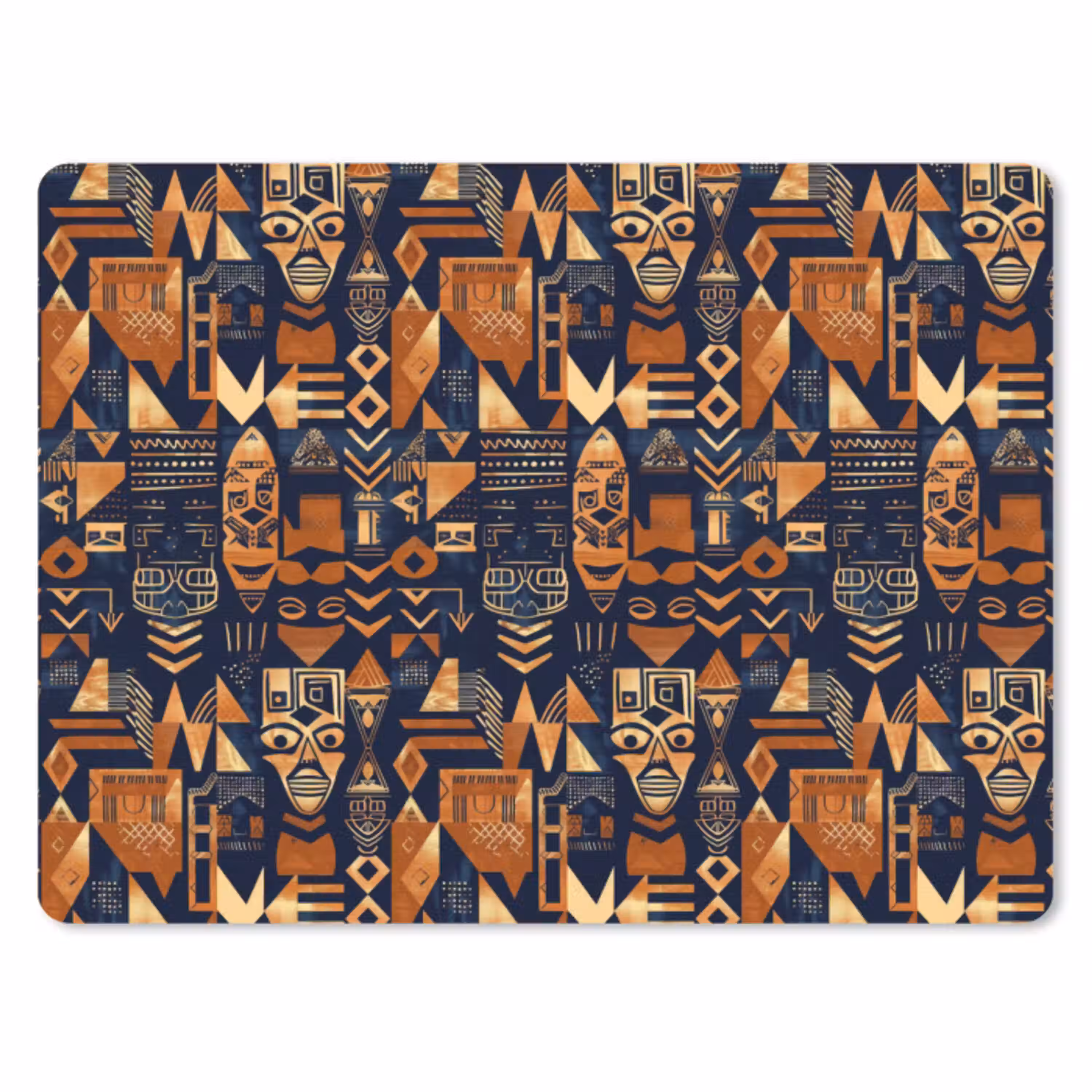 Nachtblauw - Koper - Tribaal - Maskers muismat rubber klein 262 -3d