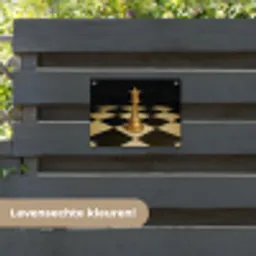 Koningin - Schaakstuk - Geblokt - Goud tuinposter los doek klein -sfeer3