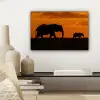 Olifanten - Savanne - Zonsondergang canvas 2cm klein -sfeer6