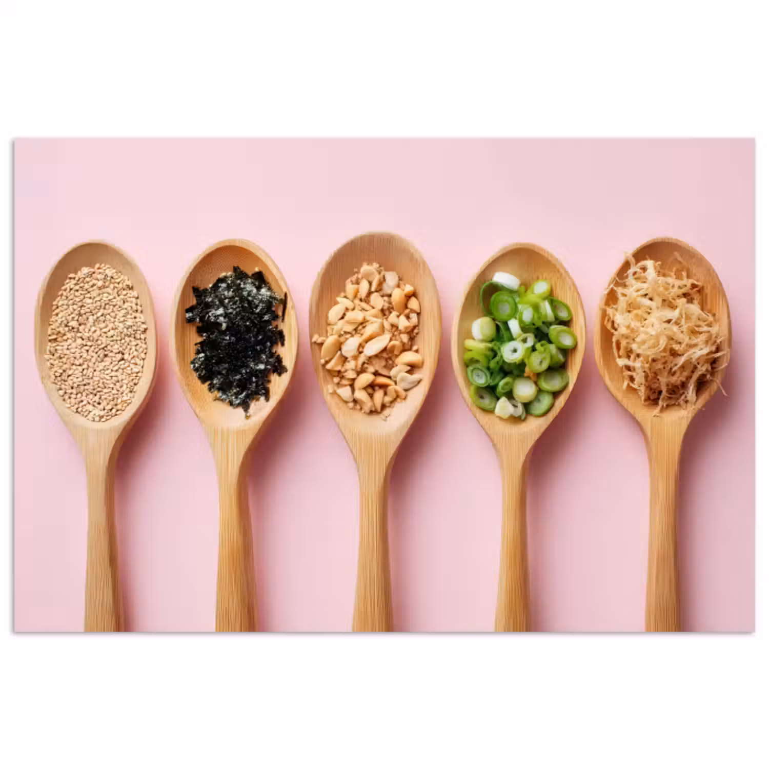 Poster - Ingrediënten - Lepels - Hout - Roze