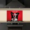 Hond - Hartjesbril - Loveyou - Rood keuken achterwand spatscherm klein -sfeer1