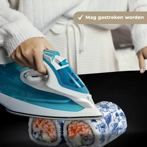 Sushi - Delfts blauw - Rijst - Vis - Elegant Wandkleed katoen klein -sfeer9
